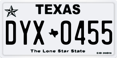 TX license plate DYX0455