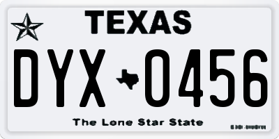 TX license plate DYX0456