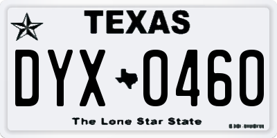 TX license plate DYX0460