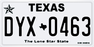 TX license plate DYX0463