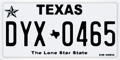 TX license plate DYX0465