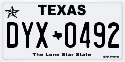 TX license plate DYX0492