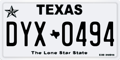TX license plate DYX0494