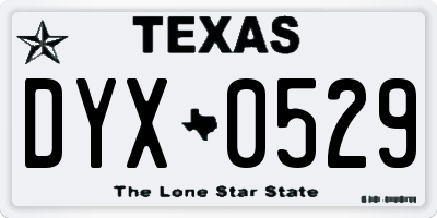 TX license plate DYX0529