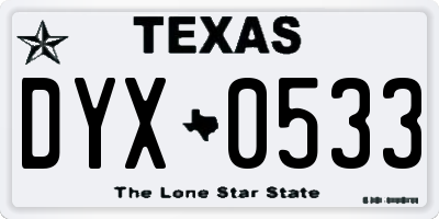 TX license plate DYX0533