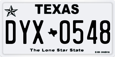 TX license plate DYX0548