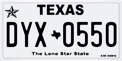 TX license plate DYX0550