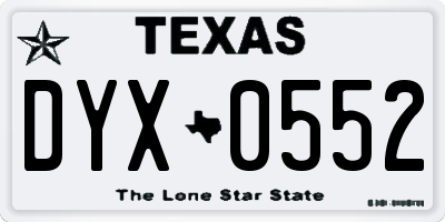 TX license plate DYX0552