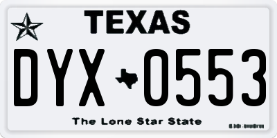 TX license plate DYX0553