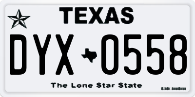 TX license plate DYX0558