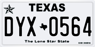 TX license plate DYX0564