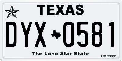 TX license plate DYX0581