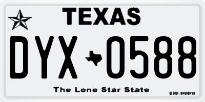 TX license plate DYX0588