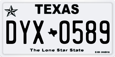 TX license plate DYX0589