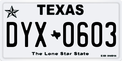 TX license plate DYX0603