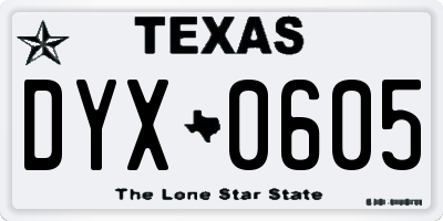 TX license plate DYX0605