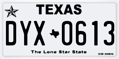 TX license plate DYX0613