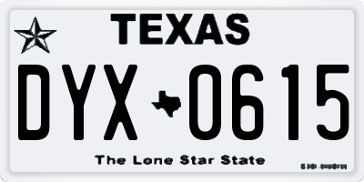 TX license plate DYX0615