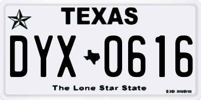 TX license plate DYX0616