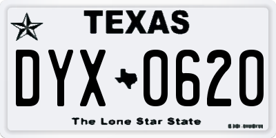 TX license plate DYX0620