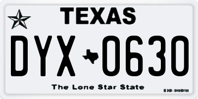 TX license plate DYX0630