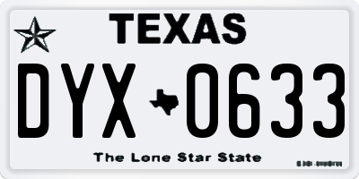 TX license plate DYX0633