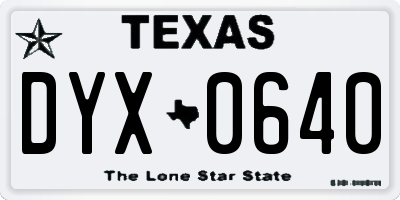 TX license plate DYX0640