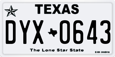 TX license plate DYX0643