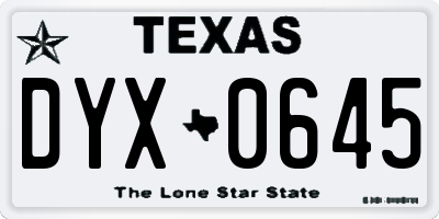 TX license plate DYX0645