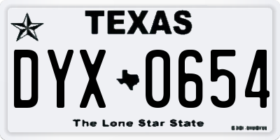 TX license plate DYX0654