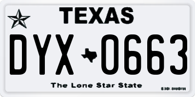 TX license plate DYX0663