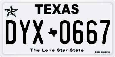 TX license plate DYX0667