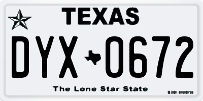 TX license plate DYX0672