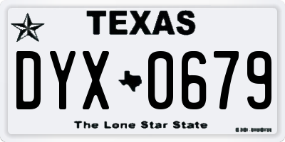 TX license plate DYX0679