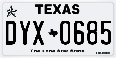 TX license plate DYX0685