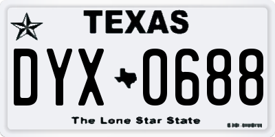 TX license plate DYX0688