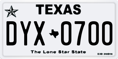 TX license plate DYX0700