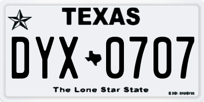 TX license plate DYX0707