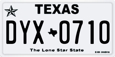 TX license plate DYX0710