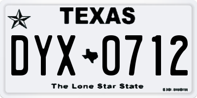 TX license plate DYX0712