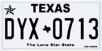 TX license plate DYX0713