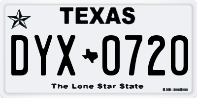 TX license plate DYX0720