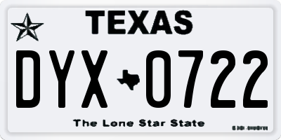 TX license plate DYX0722