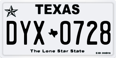 TX license plate DYX0728