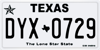 TX license plate DYX0729