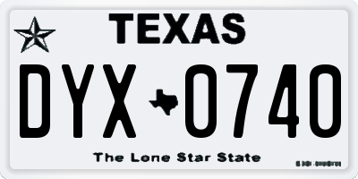 TX license plate DYX0740