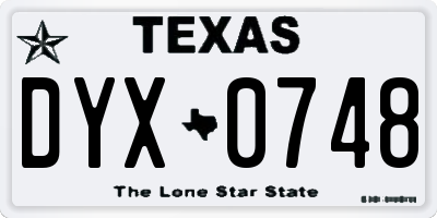 TX license plate DYX0748