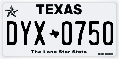 TX license plate DYX0750