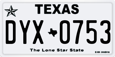 TX license plate DYX0753