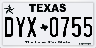 TX license plate DYX0755